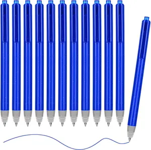 12 Pack Retractable Erasable Gel Pens Blue – 0.5mm Fine Point, Smooth Writing No Smudge Ink, Perfect for Drawing, Planner, Notes & Crossword Puzzles