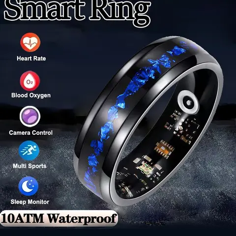 Smart Finger Ring Health Tracker, Heart Rate Monitor, Temperature, Sleep, Stress Management, Cycle Reminder, Fitness Ring for Men and Women, Smart Sports Devices, Wearable, Wireless Fitness Tracker, Wearable Fitness Trackers, Wearable Tech Gadgets