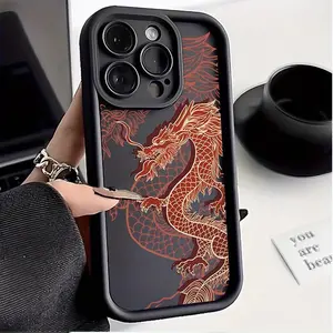 Dragon Pattern Phone Case. Suitable for various iPhone models, providing comprehensive protection for models including 11, 12, 13, 14, 15, 16 Pro Max, X/XS, etc. It features anti-fouling function and a stylish trendy design.