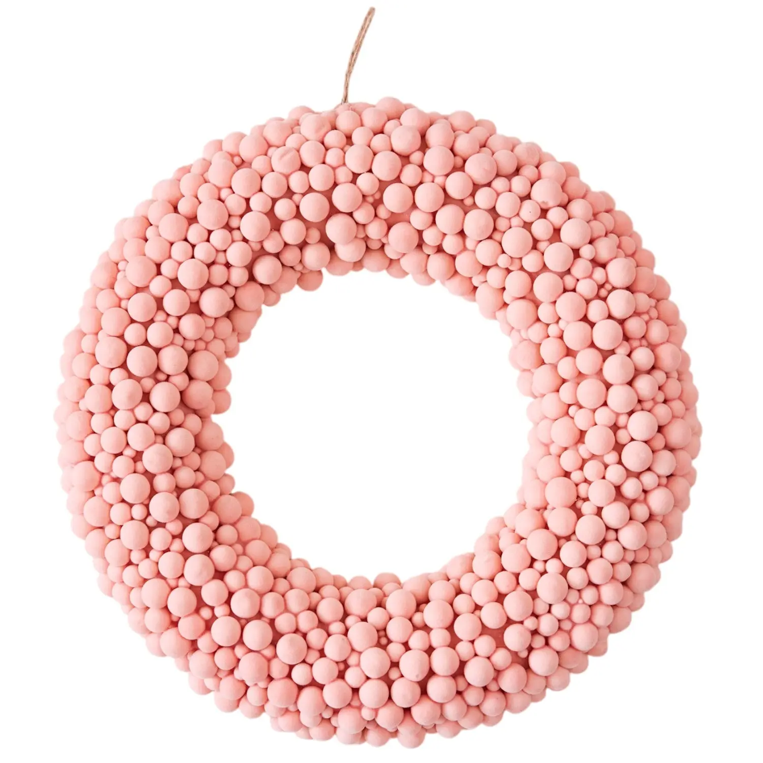 Pink Flocked Foam Ball Wreath