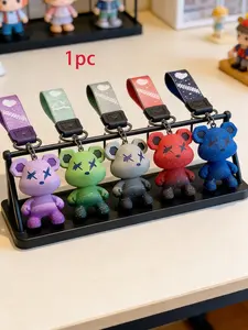 Gradient Starry Sky Bear Keychain, Cool Street Style, Dull-Resistant, Wear-Resistant, Can Hang Backpack/key, Show Personal Attitude