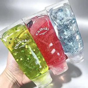 Glitter Filled Toothpaste Squishy Fidget Toy, Clear Sparkle Gel Decompression Squeeze Toy, Fun Hobby Sensory Stress Relief Toy for Teens & Adults, Soft Wavy Tube Anti-Anxiety Squish Toy,  Silver Glitter Slime Squeeze Toy for Daily Stress Release