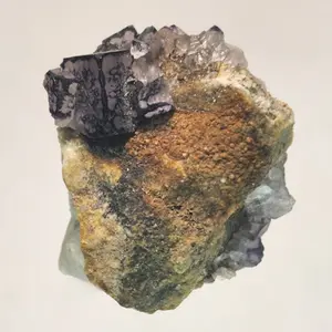 QR Code Fluorite Crystal Cluster Qinglong Mine, China Fluorite Specimen QRF2214