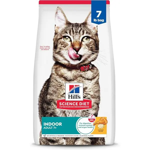 Indoor, Senior Adult 7+, Easy Litter Box Cleanup, Dry Cat Food, Chicken Recipe, 7 lb Bag