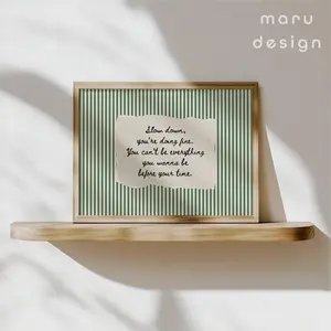 [Sale Up To 50%][No frame, Free Ship] Slow Down You're Doing Fine Wall Art, Vintage Uplifting Quote Print, Billy Vienna Lyrics Retro Poster, Hand Written Daily Reminders Decor