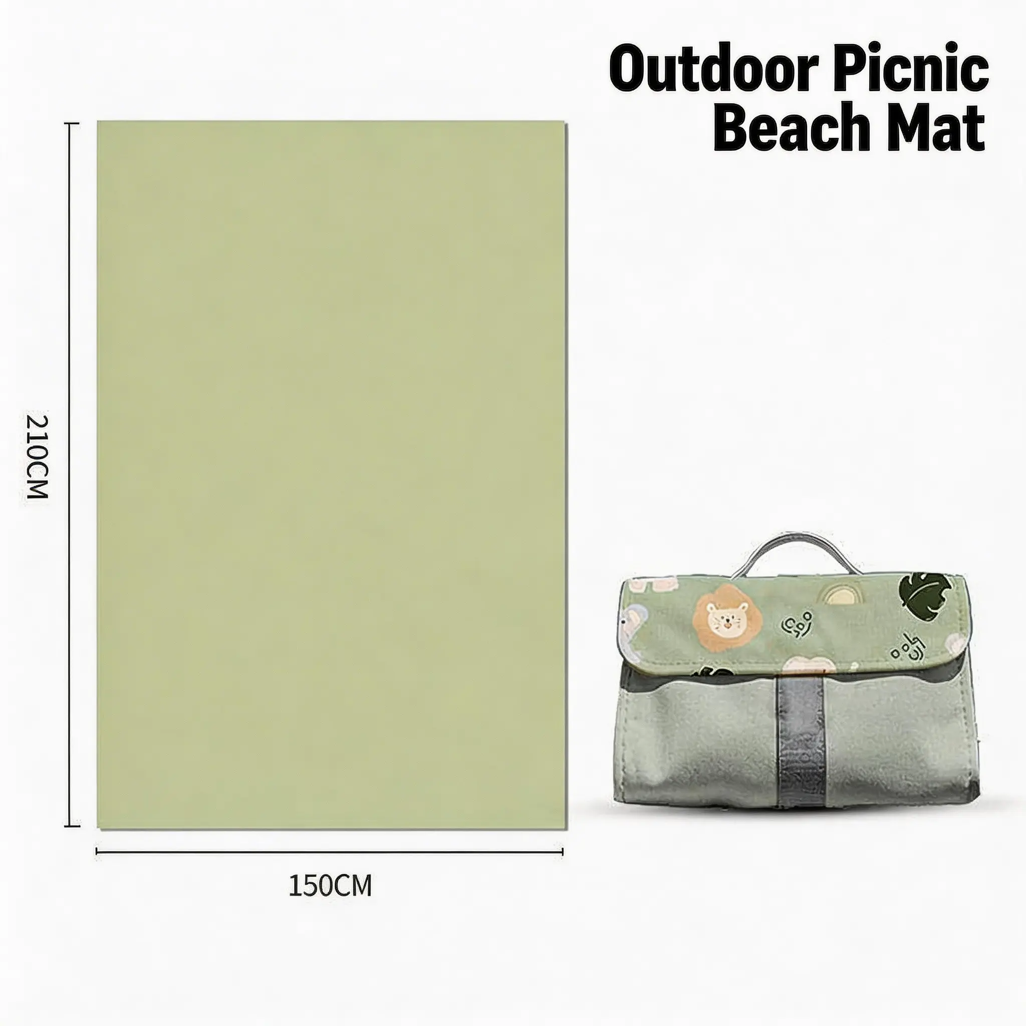 Pure Color Large Picnic Blanket, Waterproof Beach Mat with Handles, Foldable and Portable, Washable, Sandproof, Outdoor Pad, Picnic Essentials