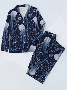 Whale Shark Pajama Set For Women Print Comfy Sleepwear and Loungwear Pjs Printing Top &Bottom Shorts