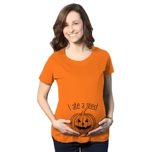 Maternity I Ate A Seed T Shirt Halloween Jack O Lantern Pumpkin Pregnancy Tee Funny Graphic Maternity Tee Cute Pregnancy Tees With Plus Sizes Pregnant Halloween Maternity Wear Maternity Shirts Orange