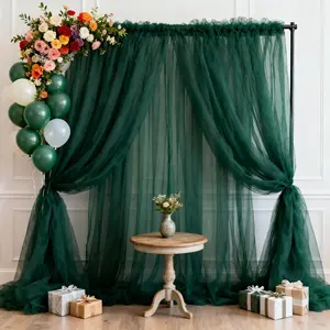 2pcs Dark Pole Background Decoration Net Curtain, Soft Polyester Fabric, Party Decorations, Home Decor, Photography Props