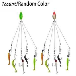 Random Color Artificial Fishing Lure with Hook, Topwater Lure, Five-Arm Alabama Umbrella Rig, Outdoor Fishing Accessories for Enthusiasts