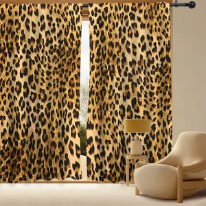 Classic Leopard Print Curtains, Retro Pattern for Stylish Living Room, Polyester Light Blocking Easy Clean Decoration, Window Curtain