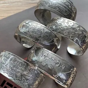 Wide Boho-style bracelet for women | Classic patterned engraved jewelry