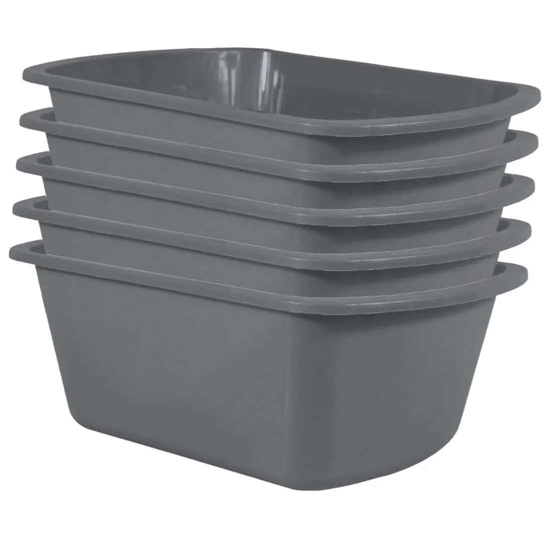 Rectangular Plastic Wash Basins - 5 Pack  Small 7 Quart Graduated Bucket Portable Washbasin For Washing Cleaning Foot Bath Dishes Face Cleansing Bowl