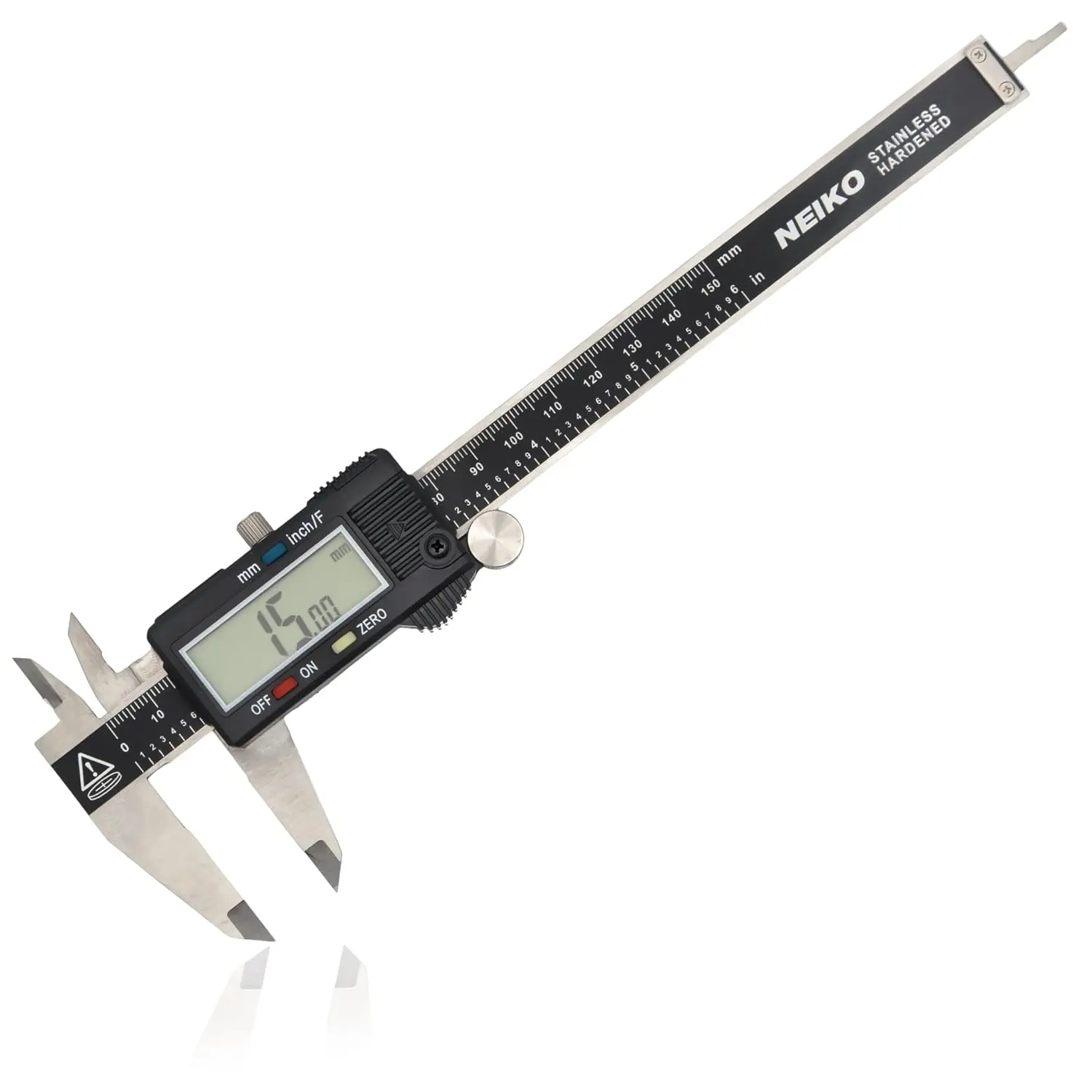 NEIKO 01407A Electronic Digital Caliper Measuring Tool, 0 to 152 Mm, Stainless Steel Construction with Large LCD Screen, Quick Change Button for Inch Fraction Millimeter Conversions, 1 Count