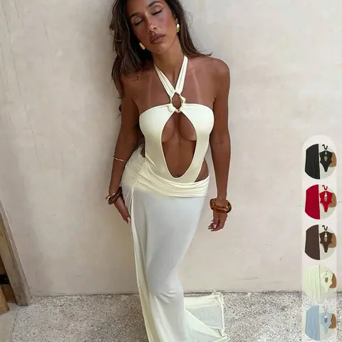 Women's New Fashion Metal Ring-Detail Bikini Set with Skirt, Sexy Elegant Solid Swimwear, Suitable for Beach, Vacation, and Summer Parties, Bikini Swimwear, Bikini Outfits