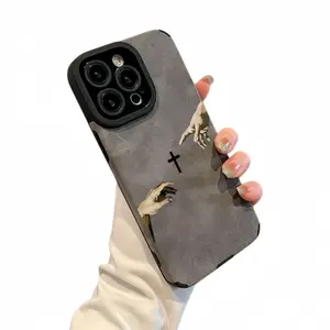 God's Hand pattern for Girls fine hole imitation fur phone case suitable for iPhone 17 16 15 14 13 12 11 Pro Max Plus Air anti drop phone case,Suitable for both men and women Catholic-themed design, shockproof and drop-resistant