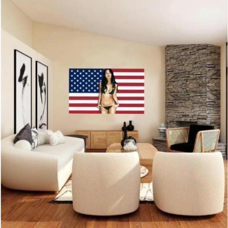 Megan FOox American FlagPersonalize 3'x5' Flag, Megan Fox US  Tapestry Men's RoomFlag, Girl Flag Durable Polyester forIndoor/Outdoor Display  Decor Decoration