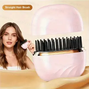 Compact Cordless Hair Straightening Comb for Bangs, Small And Portable Hair Straightening Brush, Pocket-Sized Cordless Straightener, Mini Heated Comb, Rechargeable Via USB, Wireless Hair Straightener