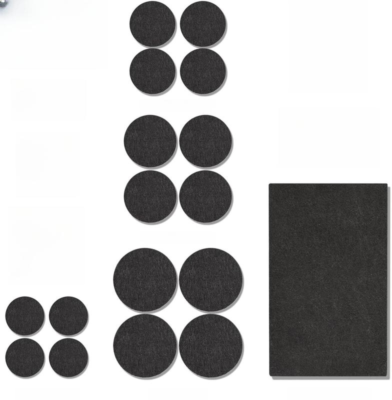 Felt Furniture Pads 300 Pieces Black 136 Sizes for Hardwood Floors Strong Adhesive Backing Protects Laminate Tiled Surfaces Easy Installation