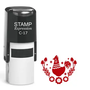 Ornate chicken with flowers Self Inking Rubber Stamp (SH-64058)