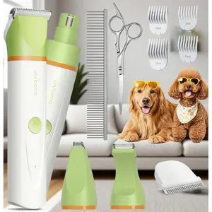 Quiet Rechargeable Pet Grooming Kit with Stainless Steel Scissors, Low Noise Electric Hair Shaver for Dogs Cats, All-in-One Trimmer with Paw Attachment, Home Use Safe & Gentle Clippers enamel repair spray function cat  shed claw  caps