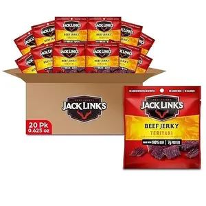 Jack Link's Teriyaki Beef Jerky Multipack - (5 Pack) 0.625 oz Bags - Ready to Eat Real Meat Protein Snacks - 7g Protein per Serving - Made with 100% Real Beef