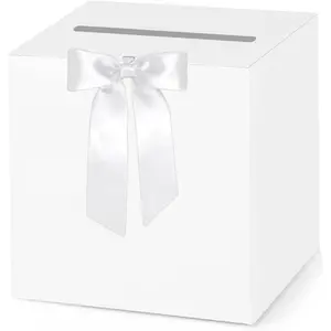 White Wedding Card Box for Wedding Cards At Reception, Birthday, Baby Shower, Graduation Party, Raffle, Anniversaries Money Boxes Holder