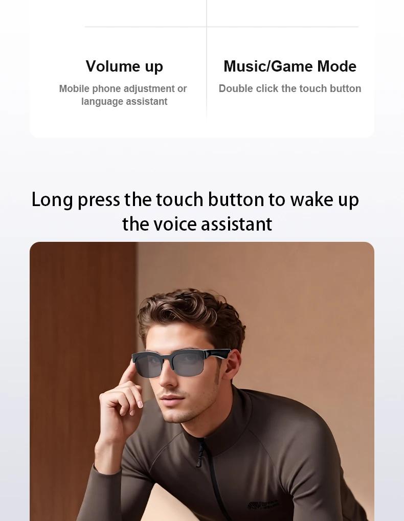 Smart Glasses AI Translation Bluetooth Sunglasses Hands-Free Music & Calls UV Protection Outdoor Sports Headphones for Men Women
