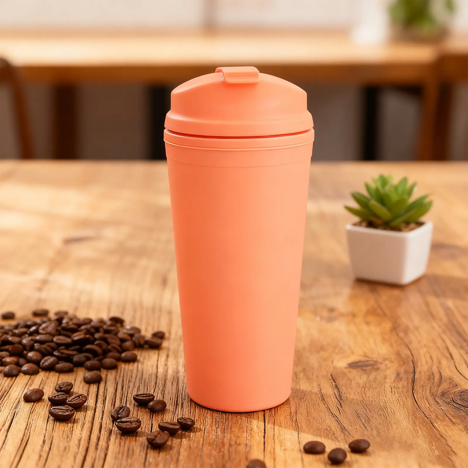Rumilife 650ml Orange Reusable Travel Tumbler Mug Bottle - Portable, Washable, Leak-Proof On-the-Go Coffee Cup