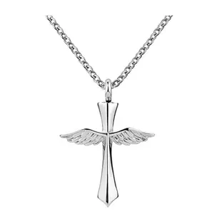 Memorial relatives pet bone hair box pendant necklace titanium steel cross urn necklace perfume bottle pendant jar necklace pet relatives memorial