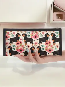 Dog Pattern Triangle Pencil Case, Portable Multi-Functional Stationery Storage Bag, Zipper Design, Unisex, All Seasons, Casual Style