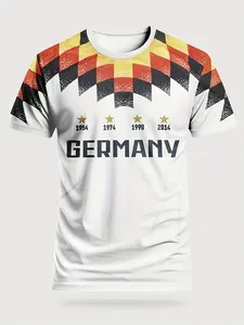 Men's German Retro Sport Football Jersey, Slim Fit Athletic T-Shirt, Breathable Training Top, Lightweight for All Seasons