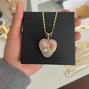 Cultura butterfly, rose Quartz necklace Natural
