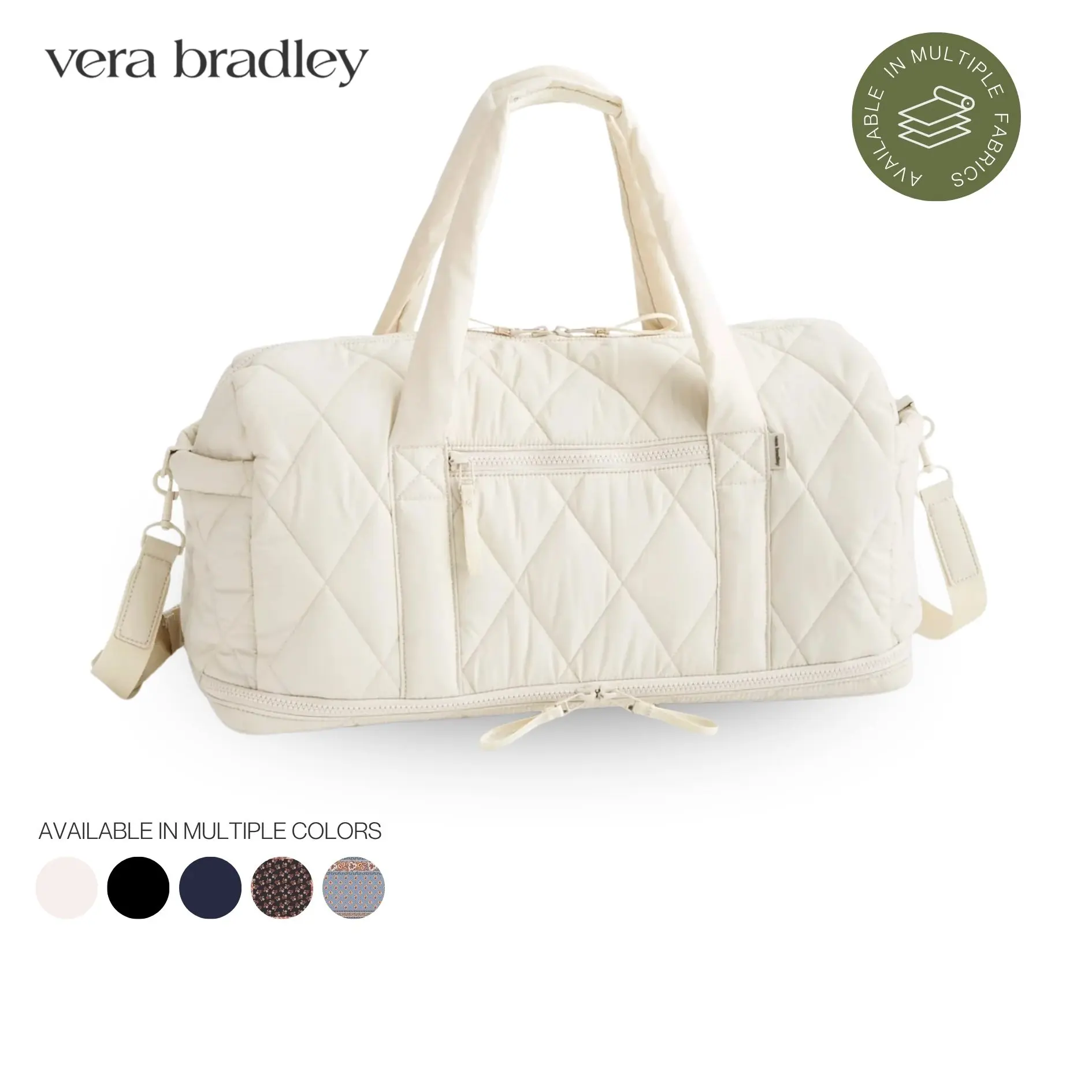 Vera Bradley Hollyhill Duffel Bag | 27L Travel & Weekender Bag with Shoe Compartment & Adjustable Strap