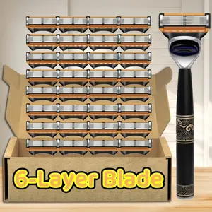 High Quality Durable Daily Men's Shaving Razor Set, Anti-Cut Stainless Steel Blade Head, Replaceable 6 Layer Blades, Face Shaver for Men, Shaver Razors