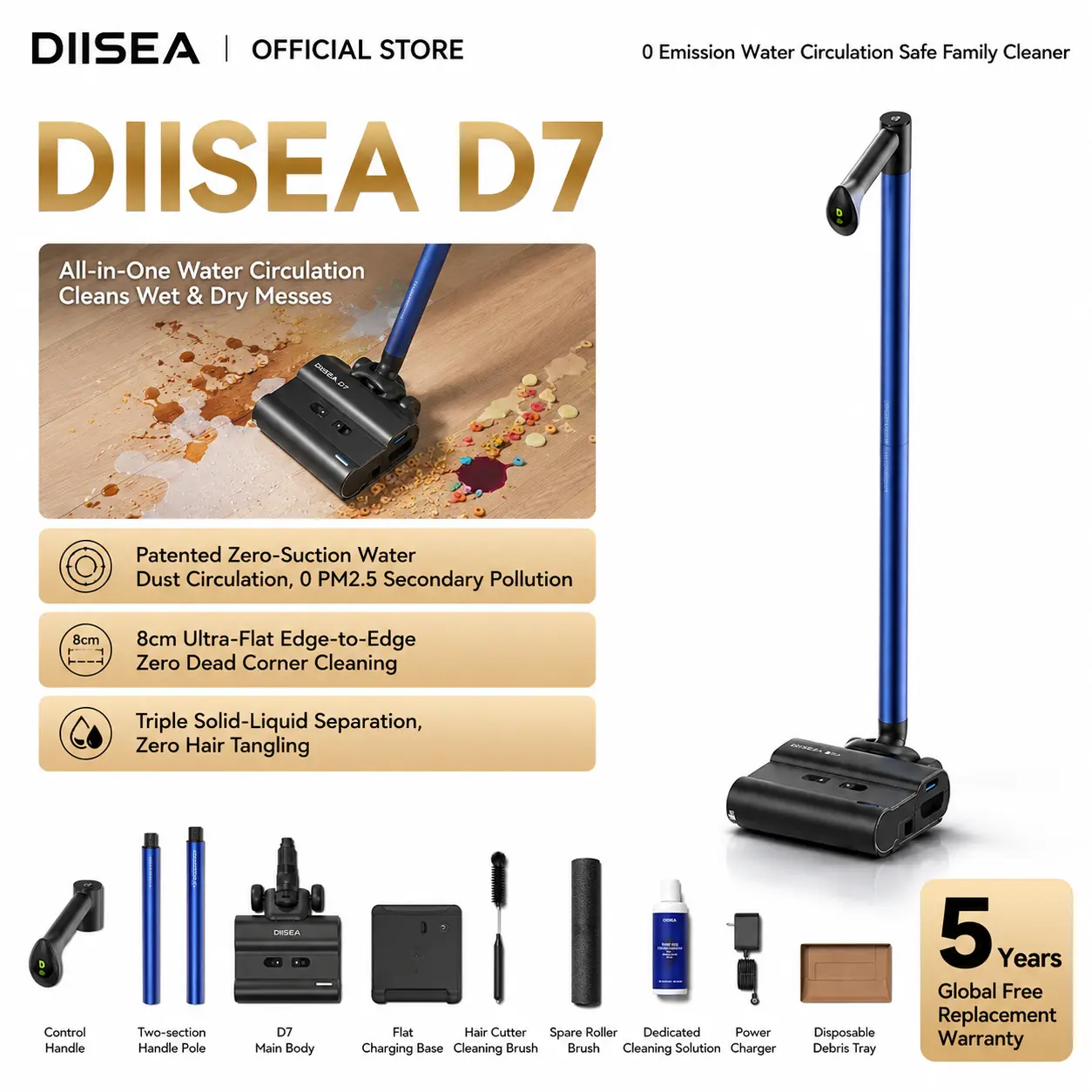 Diisea D7 Smart Wet-Dry Floor Washer & Mop, Deep-Cleaning Household Appliance for Toddler Homes