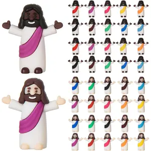40 Pcs Mini Jesus Figures Black Little Jesus Figurine Tiny Religious Christ Savior Doll for Hide and Seek Sunday Easter Egg Stuffers Baptism Gift (40, Multicolor)