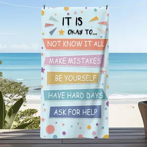 Beach Towel, Modern Style Inspirational Quotes, Quick-Dry, Lightweight For Travel, Swimming, Camping, Summer Vacation Accessory