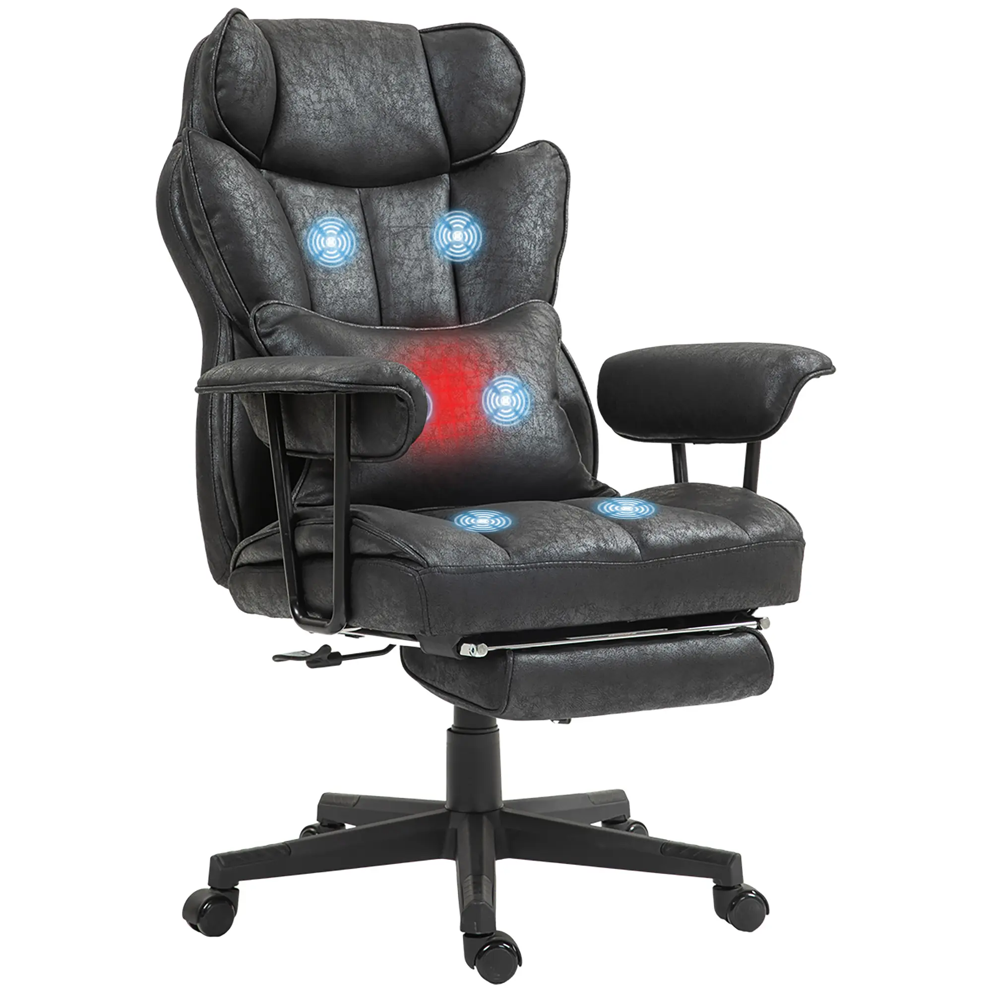 HOMCOM Big and Tall Office Chair, Massage Executive Office Chair with 6 Vibration Points, 400LBS Heated, with Foot Rest and Lumbar Support, Microfiber Reclining Computer Desk Chair, Black - TikTok Shop HOMCOM Big and Tall Office Chair, Massage Executive Office Chair with 6 Vibration Points, 400LBS Heated, with Foot Rest and Lumbar Support, Microfiber Reclining Computer Desk Chair, Black - TikTok Shop