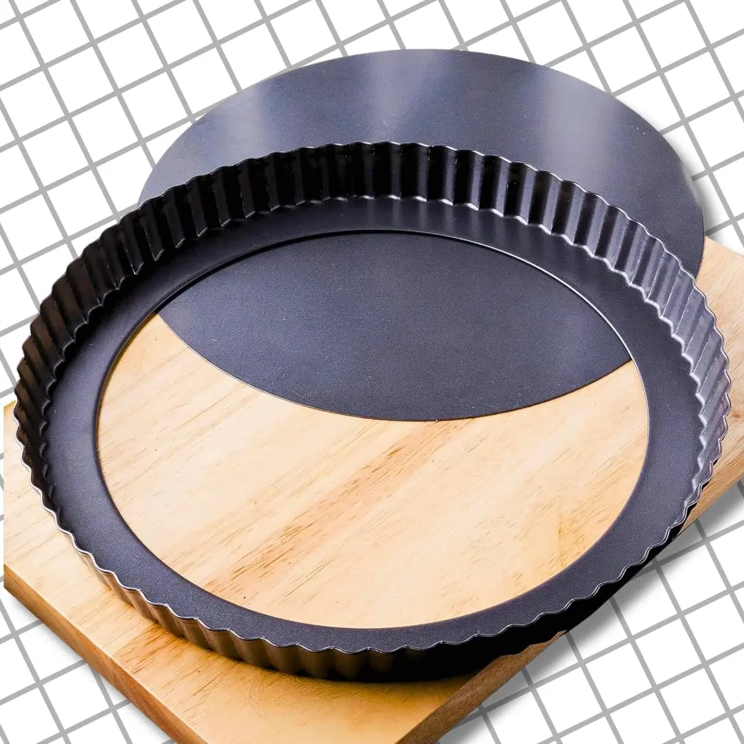 FID PAN Tart Pan with Removable Bottom - 4, 9, 10, 11 Inch | Non-Stick Carbon Steel Quiche Pan | Rust & Heat Resistant | Sturdy, Dishwasher Safe