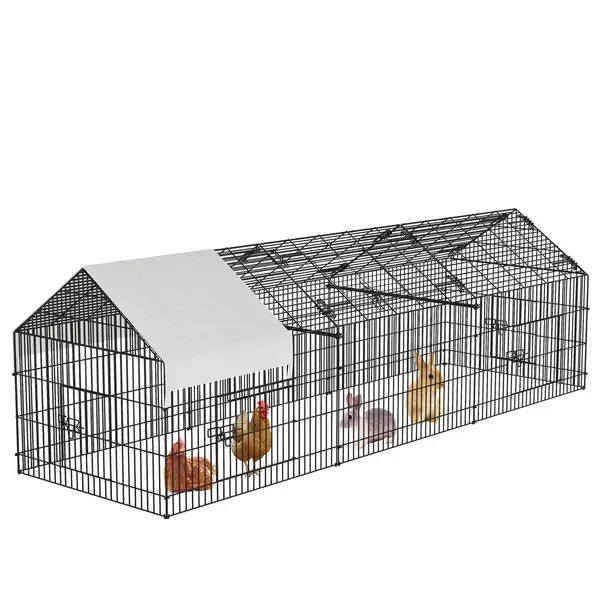 [FLASH SALE] Garvee 130" Large Metal Chicken Coop and Rabbit Hutch – Portable Corrosion-Resistant Poultry Run Cage with Weatherproof 600D Oxford Cover and Secure Latches for 8-15 Hens, Ducks, or Small Animals (Black)