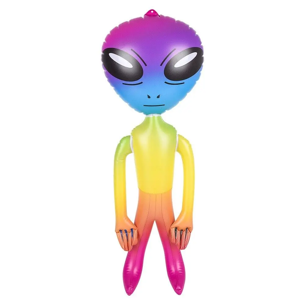 36" Rainbow Color Space Alien Inflate - Inflatable 3 Feet Blow Up Prop UFO Child Play Toy