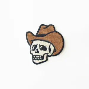 Cowboy Skull Embroidered Iron on Patch