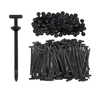 150Pcs Nylon Universal Cable Tie Buckle for Car Automotive Zipper Clips Heavy Duty Plastic Rivet T Zip Ties Style Zippered Trim Clip Auto Parts Button Ziptie Bumper Retainer Liner Fastener