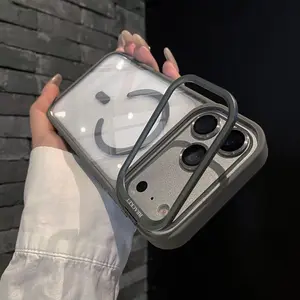 Process Upgraded iPhone 17 Pro Max / Pro Case, Magnetic Case with Ergonomic Comfort Grip, New Magnetic Icon Process Scratch-Resistant Aesthetic, Hidden Foldable Metal Bracket Kickstand, Camera Lens Cover, MagSafe Compatible, Phone-Necessity Elegant