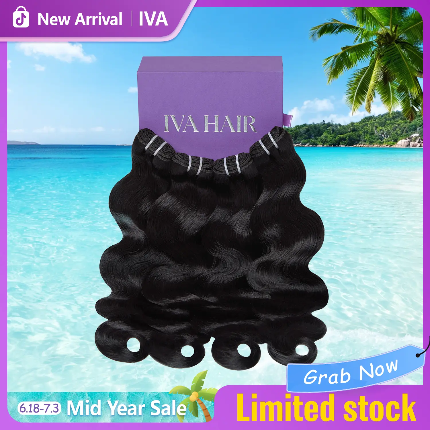 IVA 4pcs one pack 16A Unprocessed Human Hair Body Wave Bundles Hair Double Drawn Weft Hair Extensions Raw Indian Hair Weaves Sew-in Quick Weave Raw Human Hair Bundles Sale SummerVibes