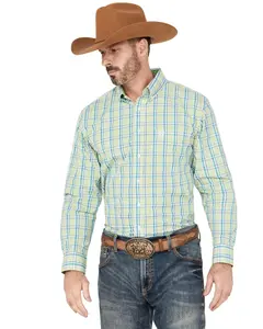 Panhandle Men's Select Plaid Print Long Sleeve Button-Down Western Shirt - Psmsosr137