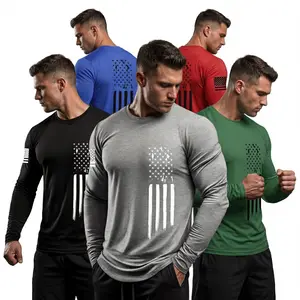 Men's [5-Pack] Long Sleeve Active T-Shirts | Quick-Dry Breathable Athletic Fit | Independence Day Special Patriot Apparel spring and autumn men's clothing Athletic Apparel Athletic Mesh Athleisure Street Fit