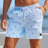 Men's Regular Fit Palm Tree Print Boxer Brief Swim Shorts, Casual Comfy Breathable Swim Shorts for Summer, Men's Swimwear for Beach Vacation, Bathing Shorts, Swimming Shorts