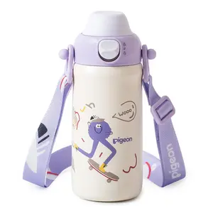 Pigeon Kids Insulated Water Bottle, 17oz/500ml Stainless Steel – Spill-Proof, 2-in-1 Straw & Spout, Easy-Open Lid, Adjustable Strap, Ages 3+ for School & Outdoor, Lone-legs Goes Stakeboarding  baby registry essential